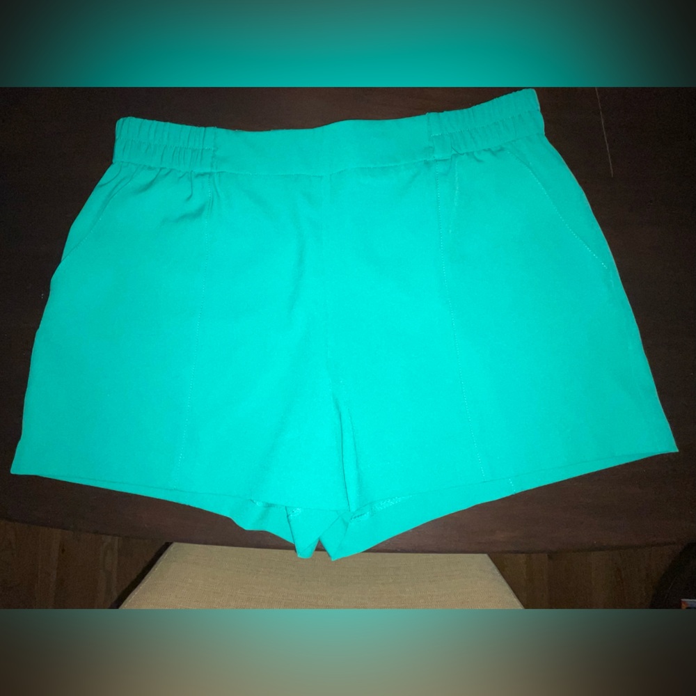 New York & Co. Pull on Women's Kelly Green Elastic-Waist Shorts